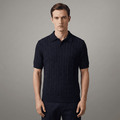 Cable-Knit Cotton Polo-Collar Jumper
