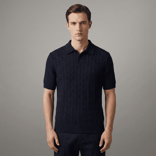 Cable-Knit Cotton Polo-Collar Jumper