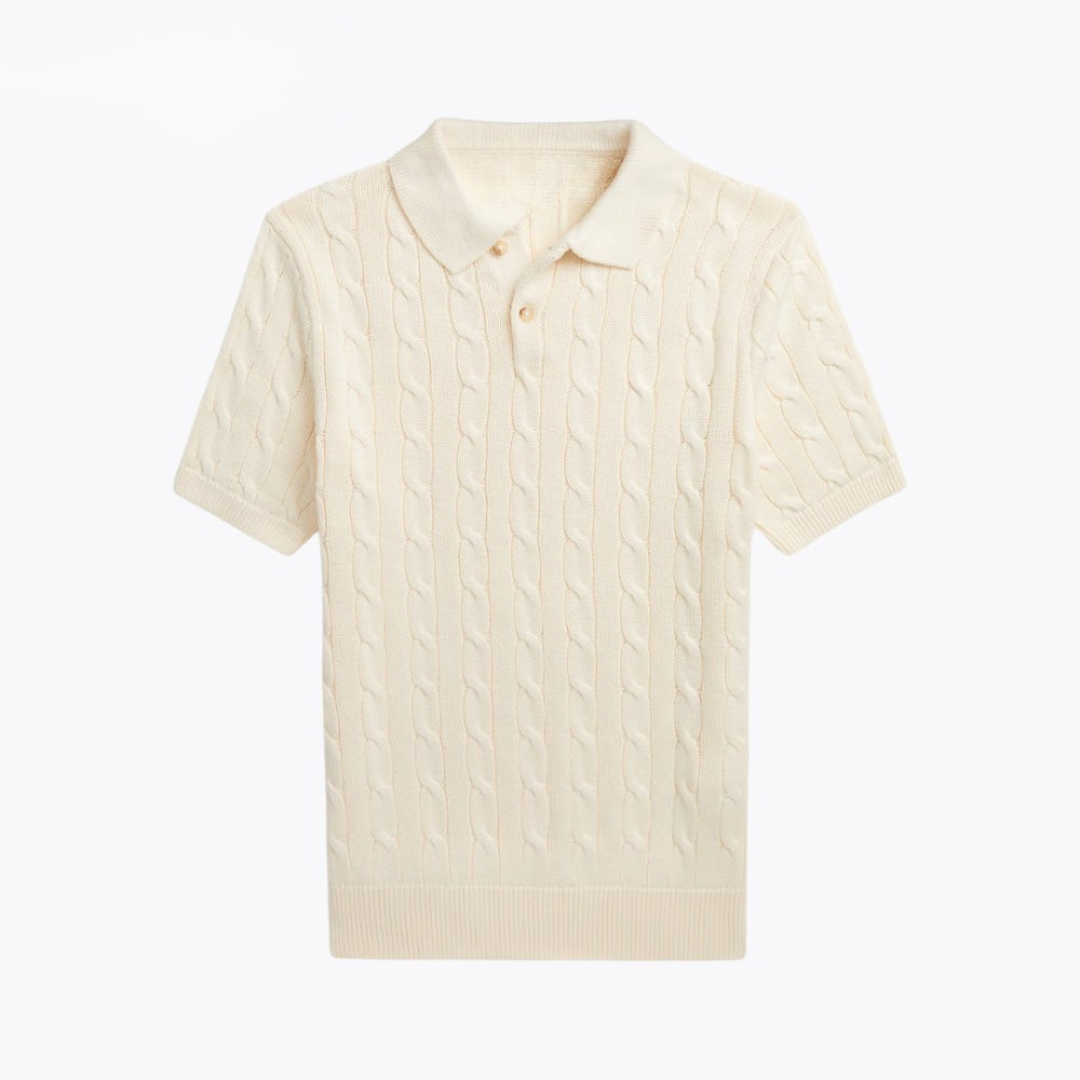 Cable-Knit Cotton Polo-Collar Jumper
